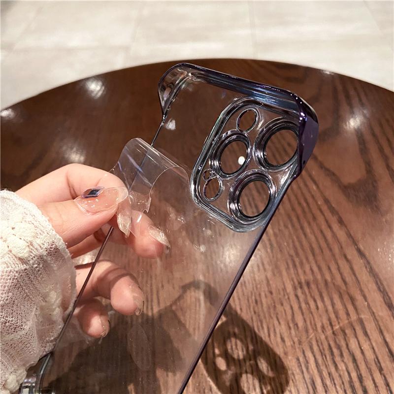 UltraThin Frameless Plated Soft Clear Phone Case For iPhone 15 14 13 12 Pro Max 14ProMax 15 14 Plus Slim Transparent Cover