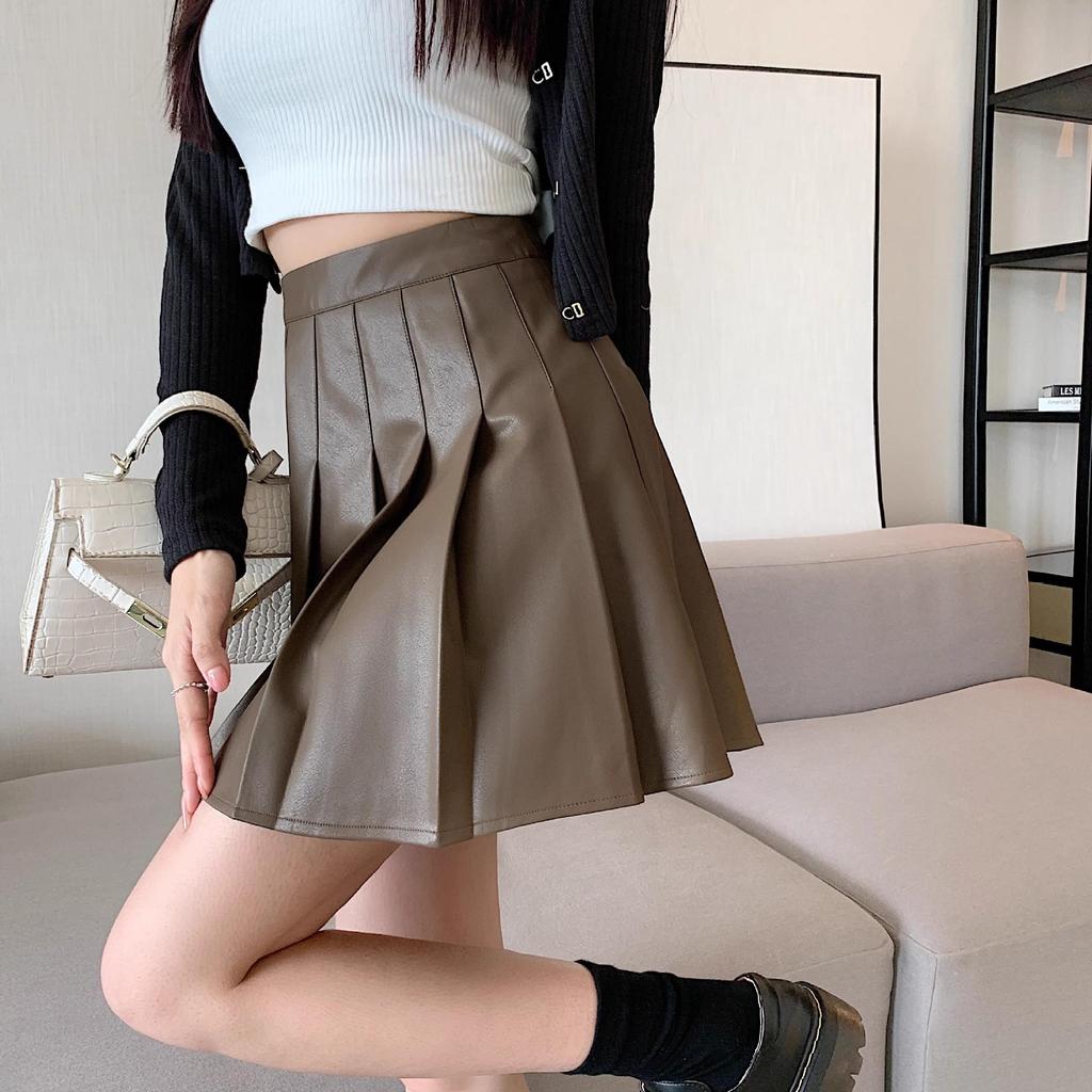 2024 Damen Schwarzer Plissierter High-Waist A-Linien Rock - Neues Herbst Schlankmachendes JK Kurz Midi Design