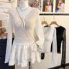 Brushed Long Sleeve Floral Lace Slim-Fit T-Shirt with Chest Pad for Autumn/Winter