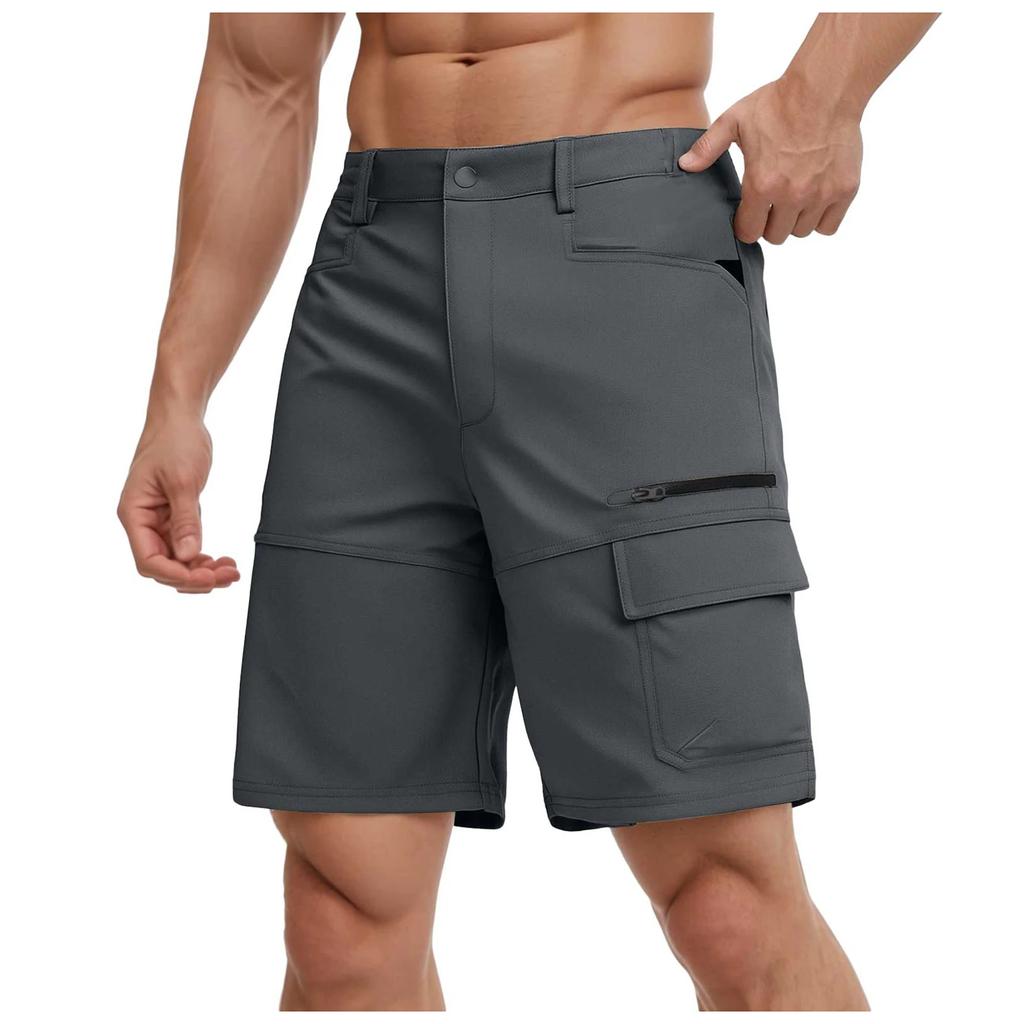Hiking Cargo Shorts Mens Lightweight Quick-Dry Water-Resistant Short Pants with Multiple-Pockets Summer Shorts for Men