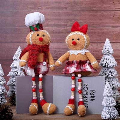 Lebkuchenmann Puppe Holzperlenpuppe Weihnachtsatmosphäre Dekoration Ornament Zuhause Festival Zwergenpuppe Dekorationszubehör Neu
