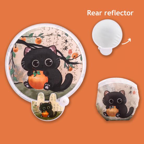 Cartoon Faltbarer Runder Fächer mit Fotografie-Reflektor Tragbar Leicht Taschenformat Outdoor Reise Camping Picknick Sommer Handfächer