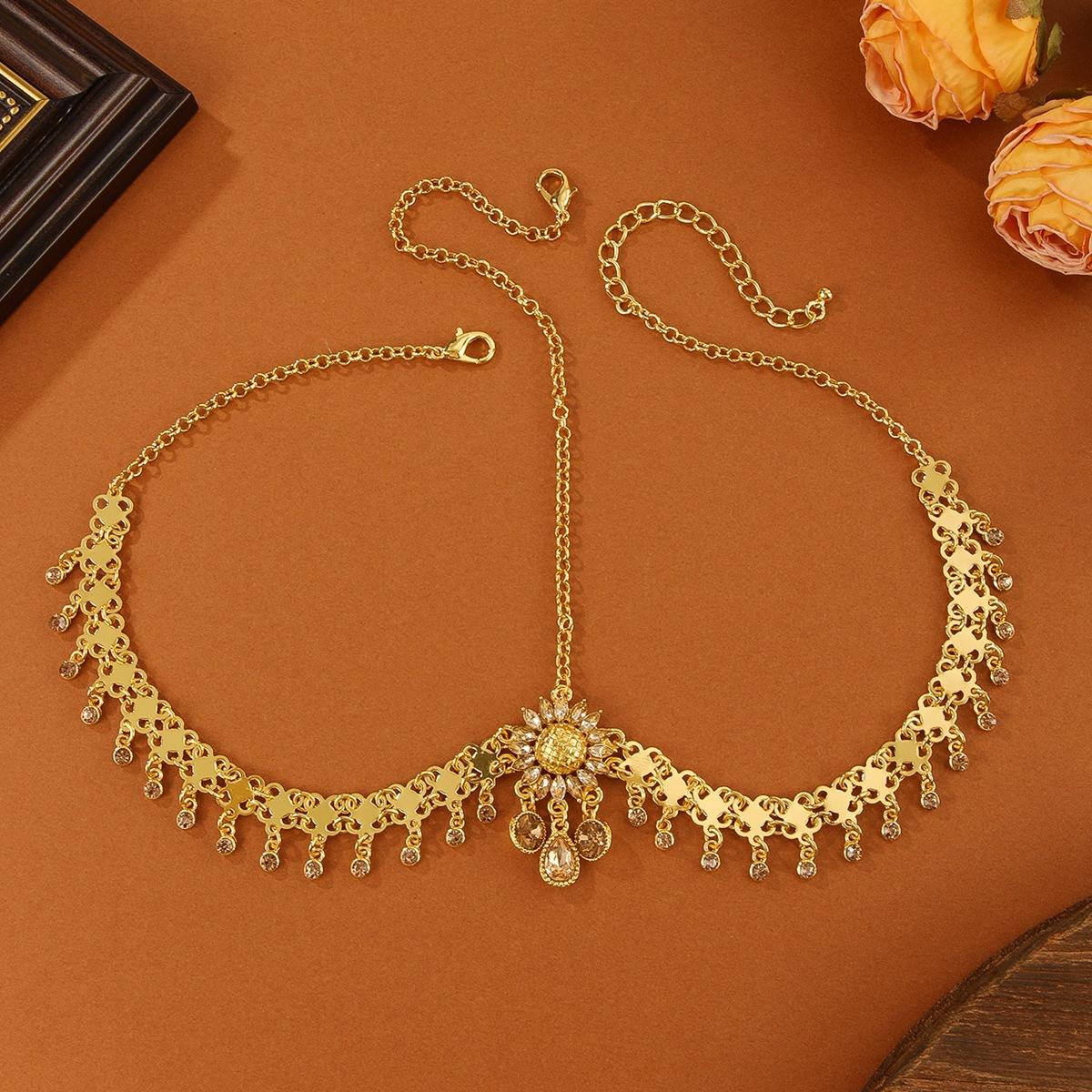 

Этнический стиль Цветок Дуньхуан Летающие аксессуары для волос Женский экзотический стиль Древний стиль Фото Фото Стразы бахрома Золотой головной убор золотой