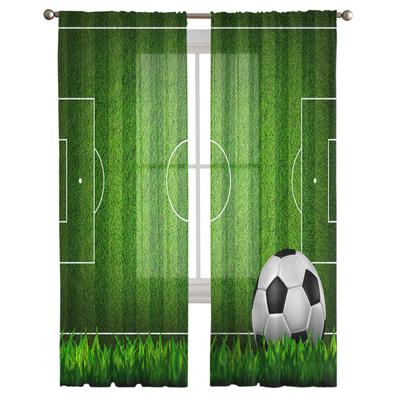Soccer Football Game Gymnasium Green Tulle Sheer Window Curtains For Living Room Bedroom Modern Voile Organza Curtains Drapes
