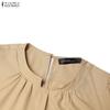 ZANZEA Damen Freizeitkleid mit Rundhalsausschnitt und langen Ärmeln, locker