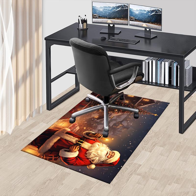 Christmas Santa Claus Crystal Velvet Chair Mat Area Rug - Non-Slip, Floor Mat, Office Desk Chair Rugs, Bedroom Decor.Christmas Gift-1106146