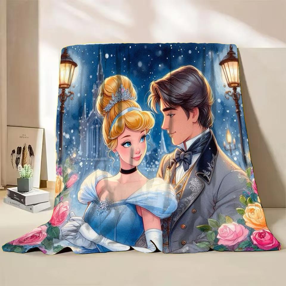Disney Cinderella Flannel Thin Blanket.Four Season Blanket. Travel Picnic,for Sofa,Beds,Living Rooms,Fluffy Blanket Gifts