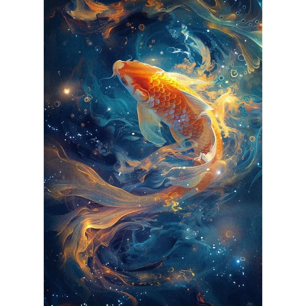 Classic Surreal Golden Koi Fish Posters Fishes Swimming Anime Art Prints Canvas Painting Wall Pictures Home Living Room Decor