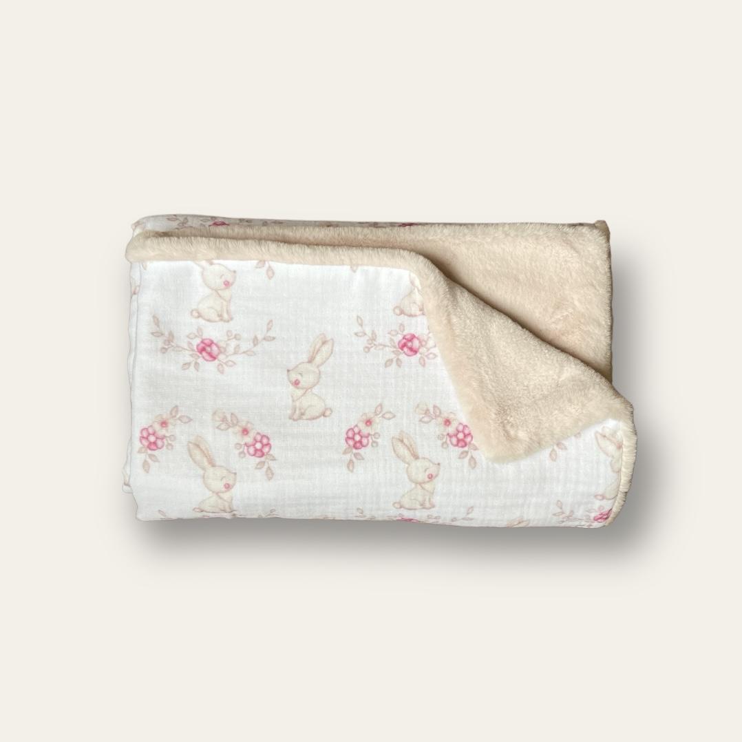 

Мусліновий дитячий плед із еко хутром 80/100 cm