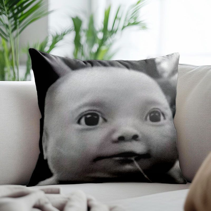 Drooling Baby Emoji Pillow Cover, Abstract Funny Style, Sofa Cushion Cover