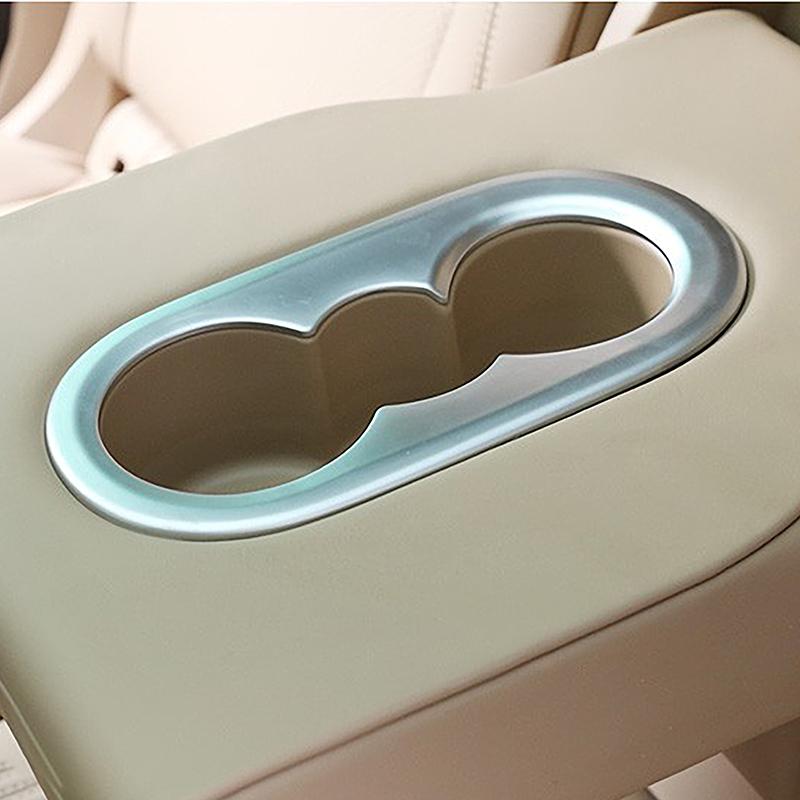 For Porsche Cayenne 2018- Car Rear Water Cup Holder Frame Carbon Fiber Pattern Trim Decoration Sticker Interior Accessories