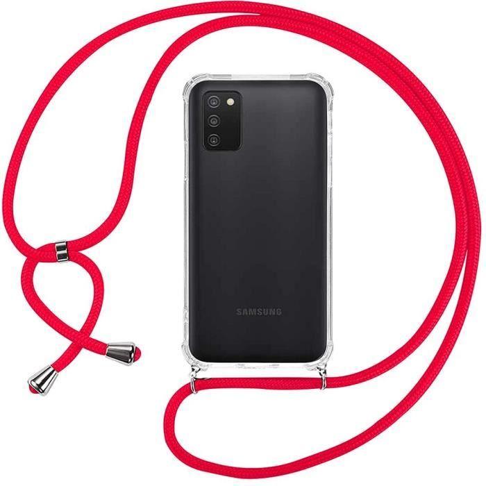 Coque de Protection - PROSHOP - Samsung Galaxy A03S - Souple - Anti-Choc - Rouge avec Cordon
