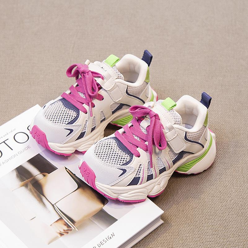 2025 Spring and Summer New Children's Dad Shoes, Light and Breathable Boys' Sports Shoes, Middle and Older Children's Fashion Running Shoes, Trendy
