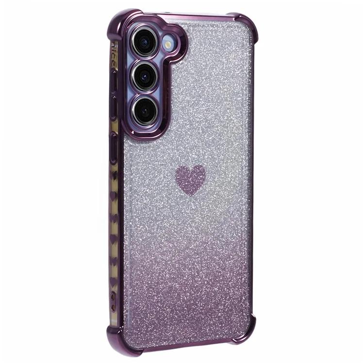 

Для Samsung Galaxy S23 Heart Pattern Защита от падения чехол для телефона TPU блестящий порошок чехол для телефона