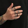 9pcs Stylish Gothic Rings Set for Men and Women Thorn Silver Collection with Unique Heart Snake and Skull Designs