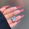 Pt950 White Gold Lucky Five-Leaf Flower Diamond Pendant Necklace - Luxury Women's Clavicle Chain