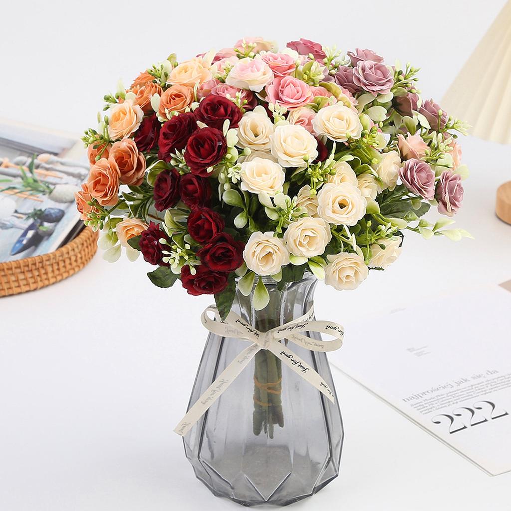 1/5pcs Artificial Flowers Silk Roses Wedding Bridal Bouquet Home Room Table Outdoor Garden Scrapbook DIY Gift Decoration Hotsale