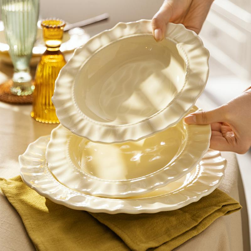 French Lace Western Food Ceramic Plate Premium Home Kitchen Accessories Tableware and Plate Japanese Cuisine Set Sushi Plate