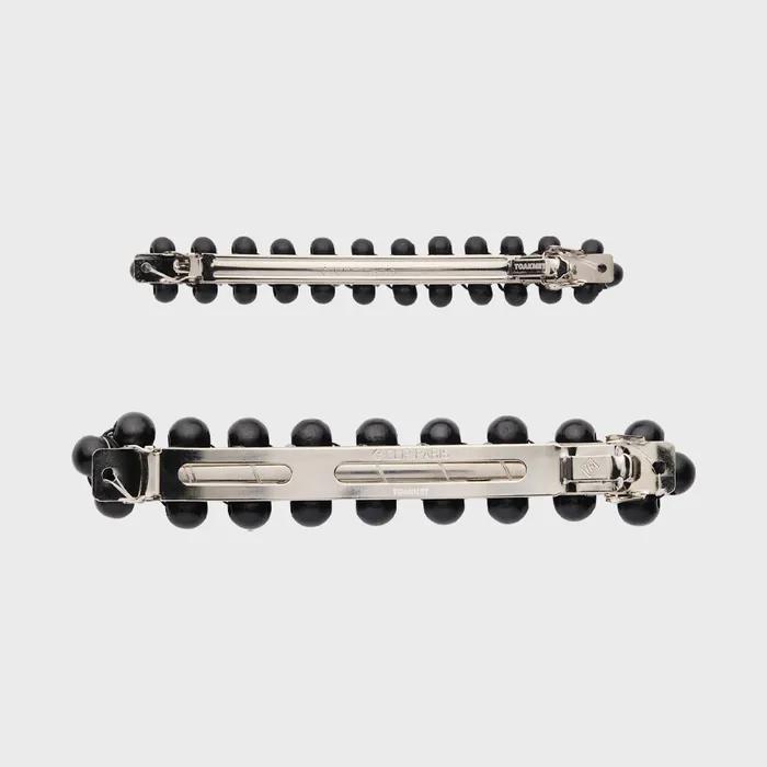 [TOAKNET] Large Wood Ball Clip Hairpin Black