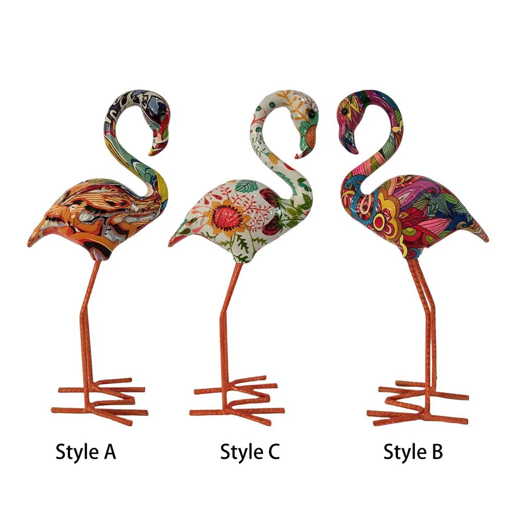 Resin Figurines Bird Sculptures Decorative Modern Art Backyard Flamingo Garden
