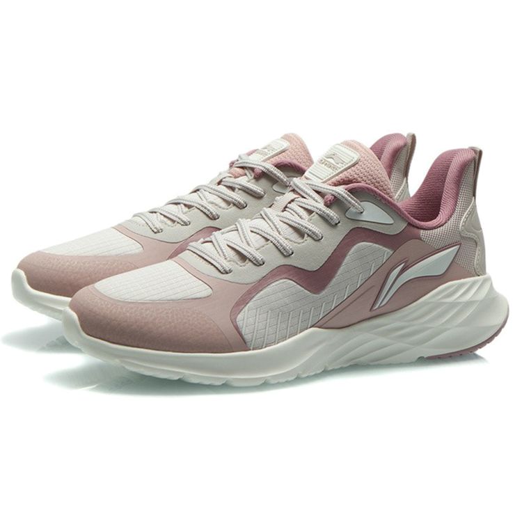 Li Ning Reflective Casual Wear Resistant Shock Absorbing Low Top Running Shoes Women Sneakers Light-Purple Pink ARSR046-1