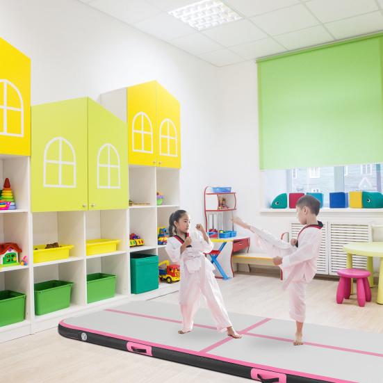 Inflatable PVC 300 * 100 * 10cm Fitness Mat Black Powder