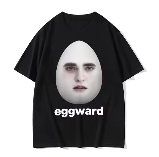Summer Mens Letter Fun Egg Print Round Neck Tshirt with Neutral Humor and Casual 100 Pure Cotton Street Short Sleeved Top S