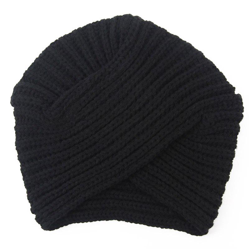 

Зимние шапки для женщин, вязаная крючком однотонная шапка-тюрбан, повседневная теплая вязаная шерстяная шапка чёрный