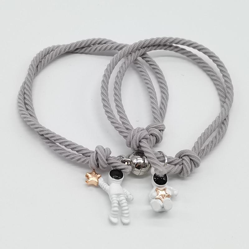 2Pcs/set Couple Bracelet Magnetic Attraction Creative Bracelet Friendship Rope Bracelet Cute Star Astronaut Bracelet