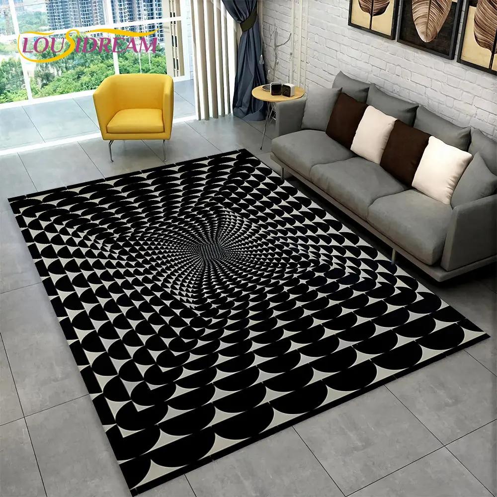 3D Vortex Illusion Area Rug,Abstract Geometric Optical Carpet Rug for Living Room Bedroom Sofa Doormat Decor Non-slip Floor Mat