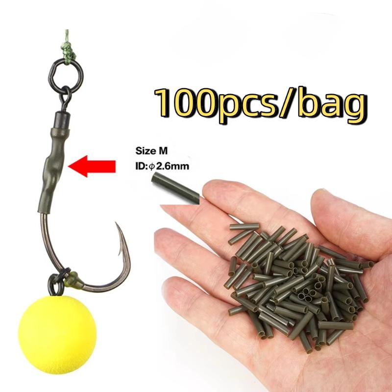 100Pcs Carp Fishing Heat Shrink Tube Kit Anti-Tangle Hook Sleeves Hair Rig Accessories Durable Fishing Tackle