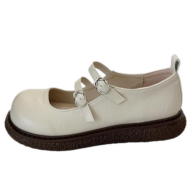 Black Retro Mary Jane Small Leather Shoes Women's New Spring and Autumn Single Shoes Flat Bottom Shallow Mouth Versatile Shoes