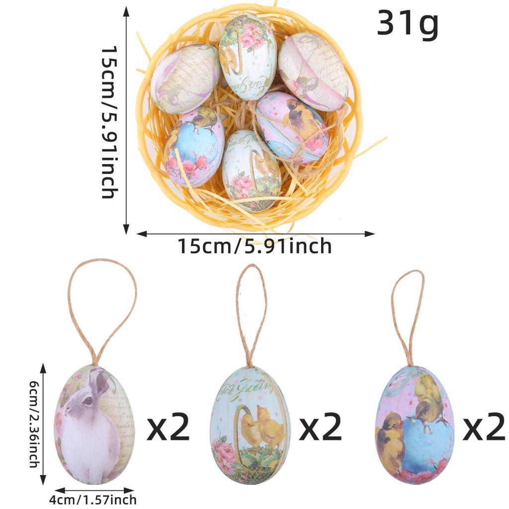 Easter Egg Pendant Diy Woven Basket Painted Egg Decoration Resurrection Egg Flower Basket Prop Ornament