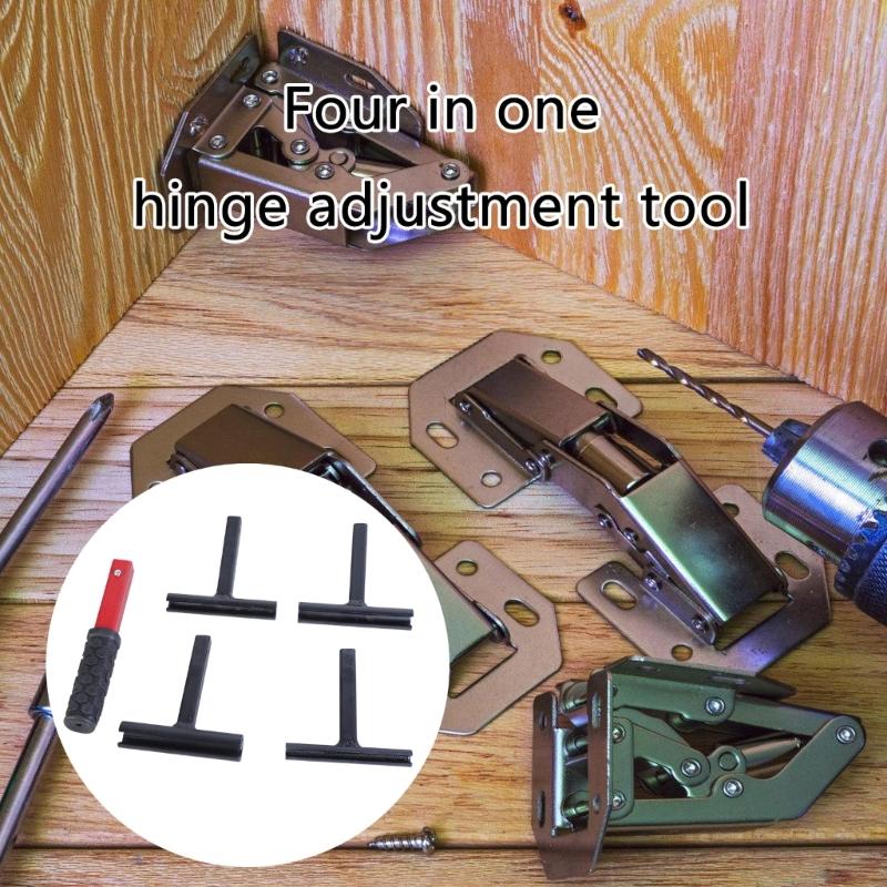 Professional 4 In 1 Ergonomic Hinge Benders Wrench Adjustment Tool Kit for Door Cabinets Steel Construction Easy To Use