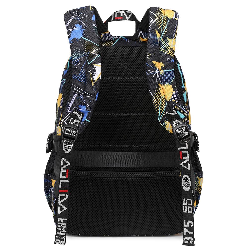 Graffiti Print Backpack with Reflective Strip,Back To School Bag for Boys Girl USB Men Women Laptop Backpack For College student