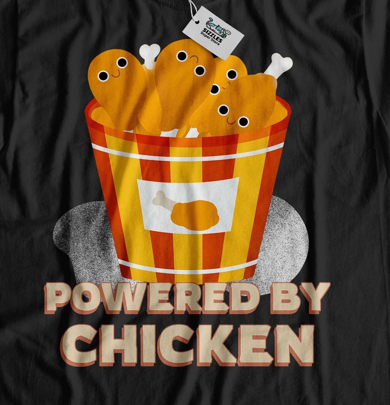Powered By Chicken Unisex Funny Chicken Drum Sticks T-Shirt Fried Chicken Gifts S