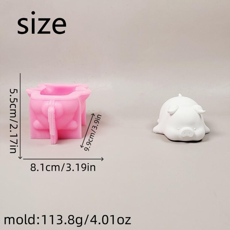 3D Piggy Figurine Silicone Candle Molds Animal Statue Silicone Molds for Epoxy Resin Candle Making Gypsum Decoration