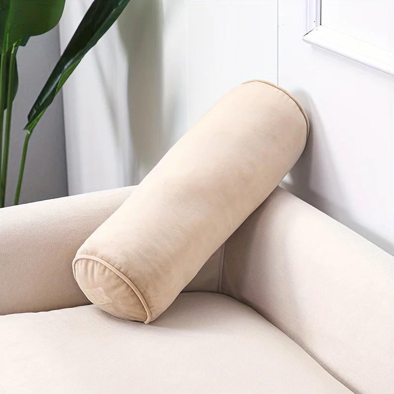 Multipurpose Velvet Cylindrical Pillow Classic Soft High Elastic Core Knit Fabric Solid Color Hand Wash Home Sofa Bedroom Decor