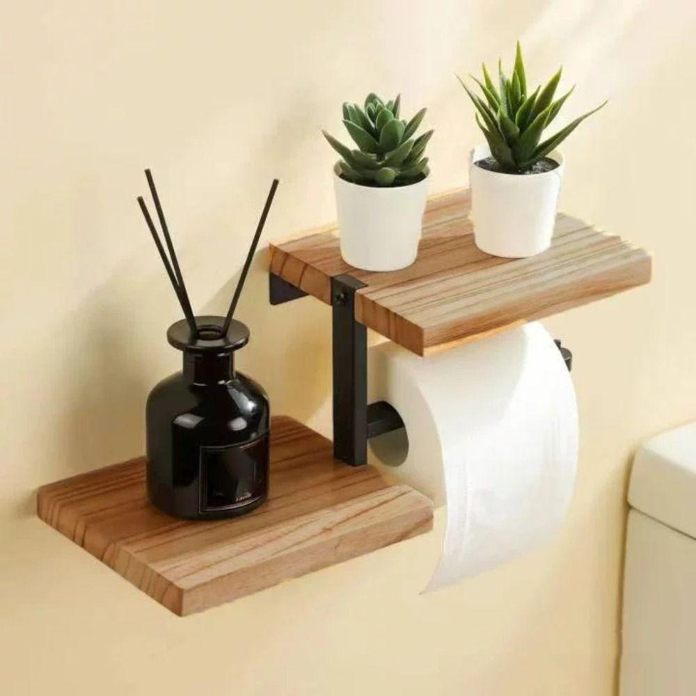 Space Saving Wall Mounted Toilet Paper Holder High Load-bearing Countertop Organizer  Kitchen