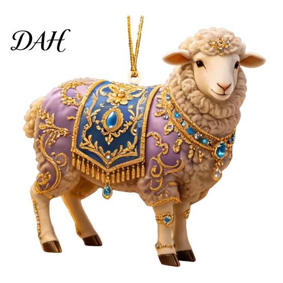 Holiday Atmosphere Enhancement Ornament 2D Acrylic Goat Christmas Ornament, Cute Animal Sheep Hanging Decor for Elegant Home Party Decoration