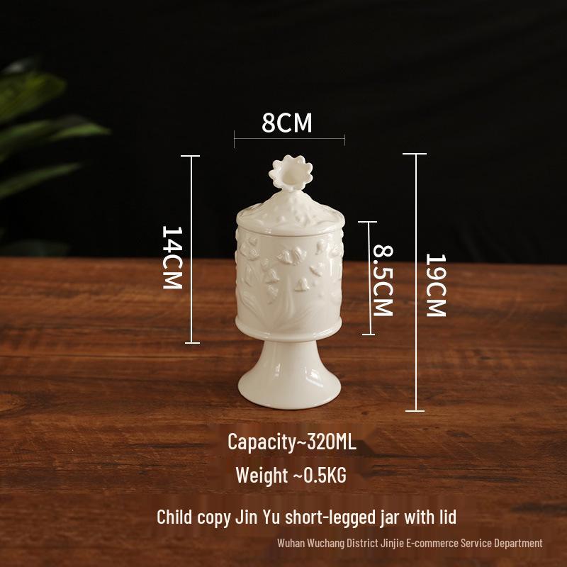 European Ceramic Storage Jar with Lid for Tea, Coffee, Sugar, or Jewelry - High-Footed Sealed Display Piece.