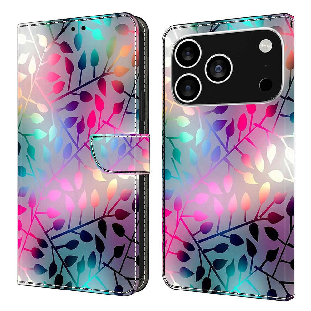 For iPhone 17 Pro Max Case Magnetic Clasp 3D Pattern Leather Wallet Phone Cover