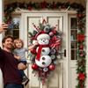 Winter Snowman Christmas Wreath Door Decoration Hanging Door Banner Winter Cute Outdoor Snowman Backdrop Christ