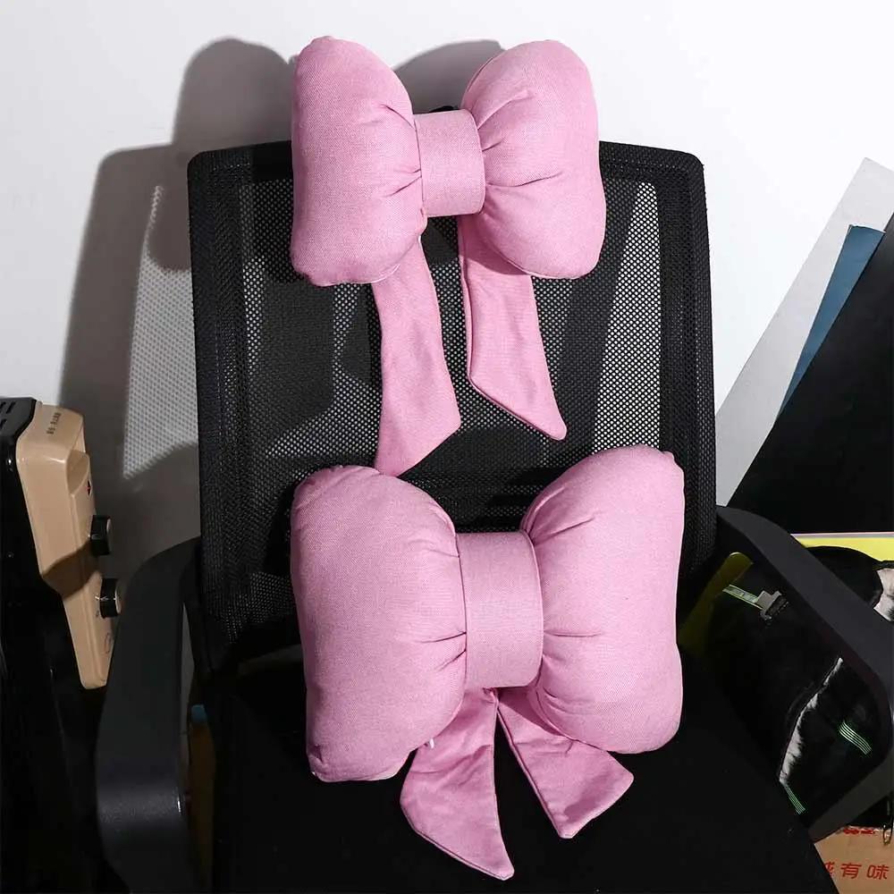 1 PCS Cute Ribbon Bow Car Neck Pillow Comfortable Neck Rest Cushion Simple Adjustable Auto Cotton Headrest