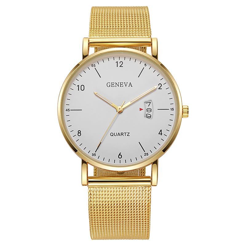 Fashion Styles Mans Watches Men's Luxury Mesh Calendar Watch Quartz Wristwatches Best Gifts Clock