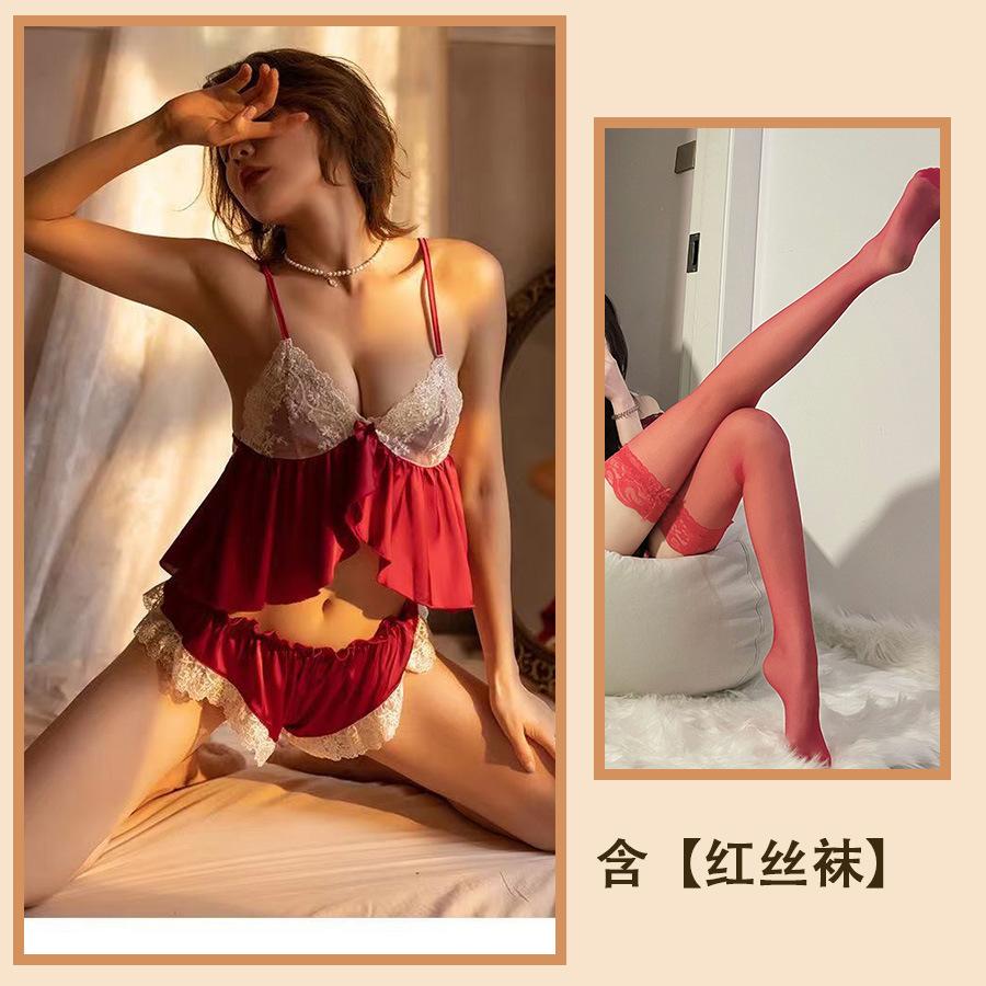 Sex Clothes Sexy Lace Seduction Girl Suit Lace Sex Suspender Shorts Pure Desire Pajama Suit