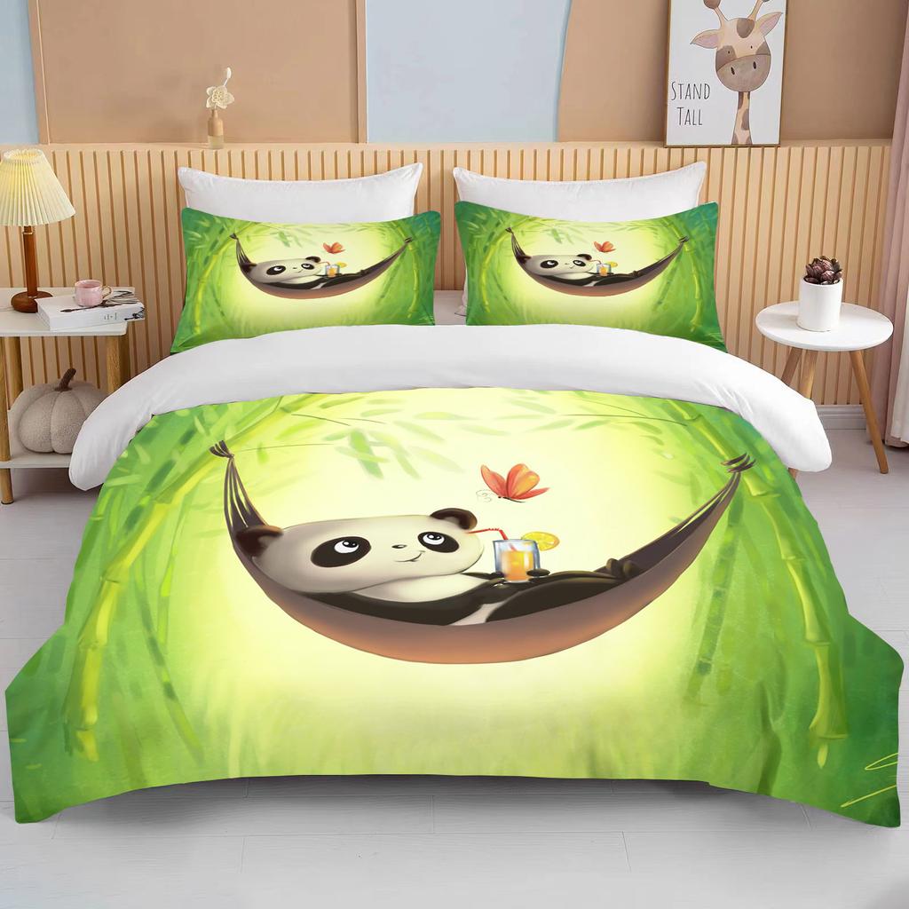 10 sizes CutePanda Bedding 3 Piece Set king size double bed bedding set microfiber or polyester duvet cover set  bedroom bed set