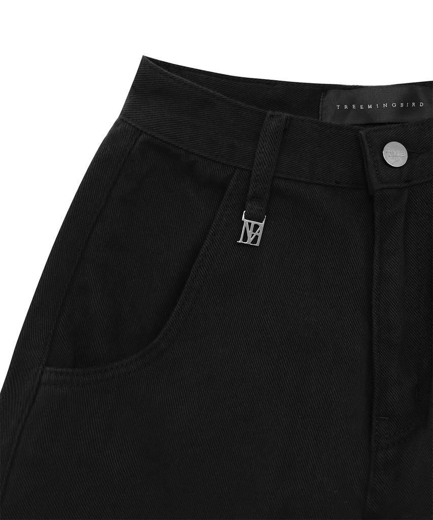 Teulimingbeodeu Knee Slit Wide Pants [ Black ]