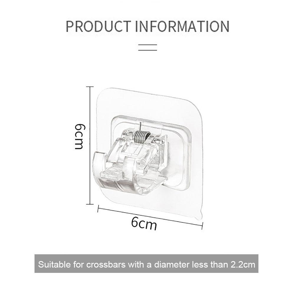 Silicone World 4PCS Self Adhesive Hooks Punch-free Curtain Rod Clip Hook  Telescopic Rod Holder Fixed Clip Hanging Hook Holder