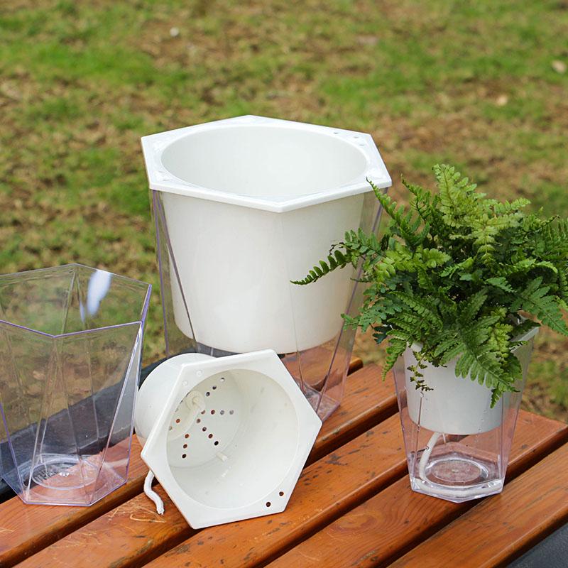 Blumentopf Selbstbewässerung Pflanzgefäß Transparentes Pflanzgefäß Blumentopf Wasserspeicherbecken Lager Gartenzubehör Heimdeko FU